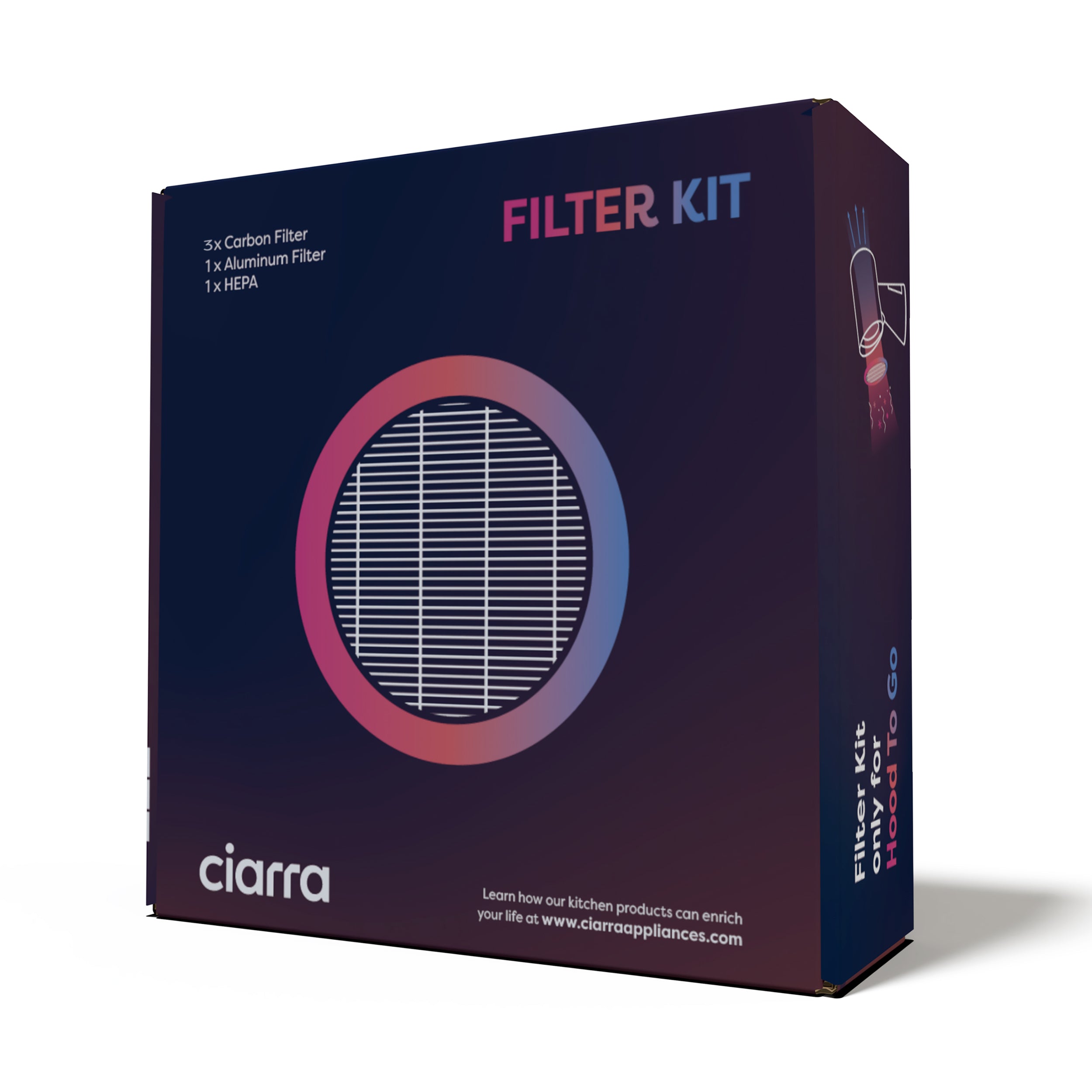 Ciarra HOOD TO GO Ensemble de filtres de rechange CBCF008S-OW & CoverPlus | Garantie prolongée d'un an