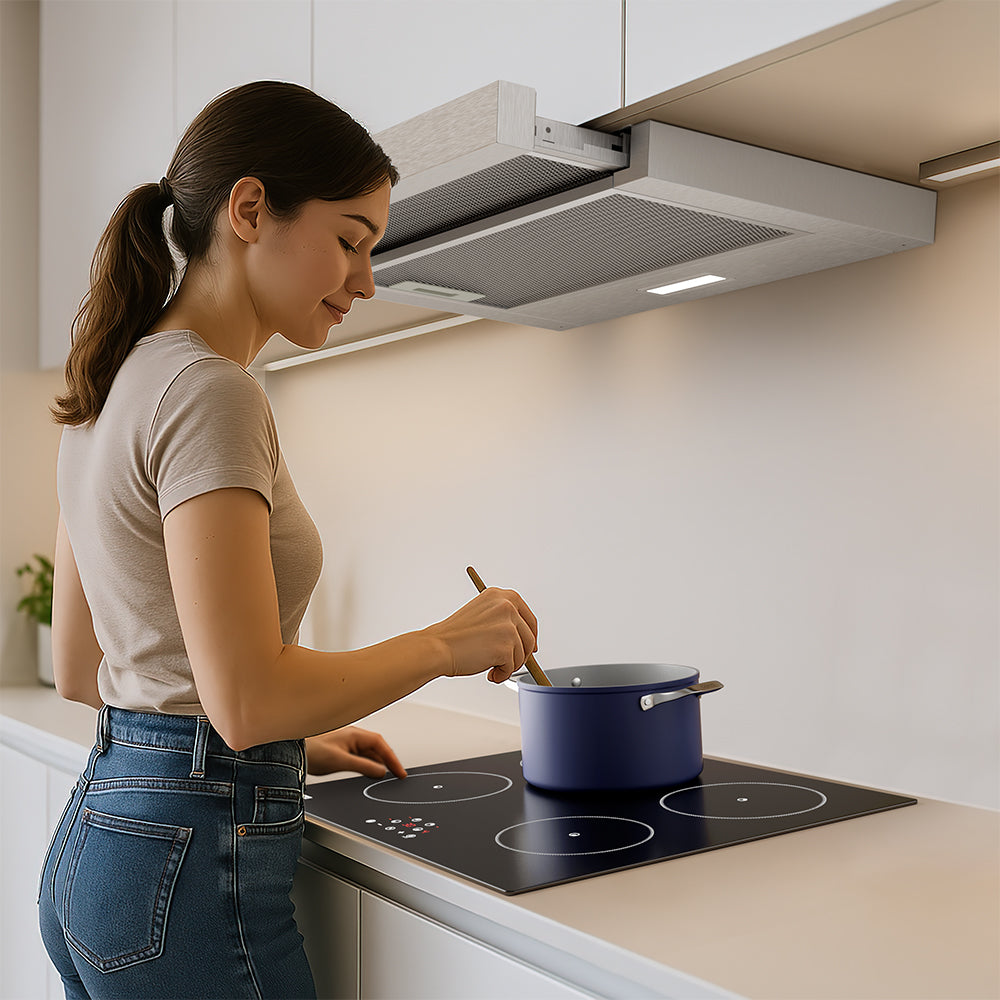 Ciarra Hotte Télescopique 60cm Encastrable Classe A+, Tactile, LED CBCS6909A-OW