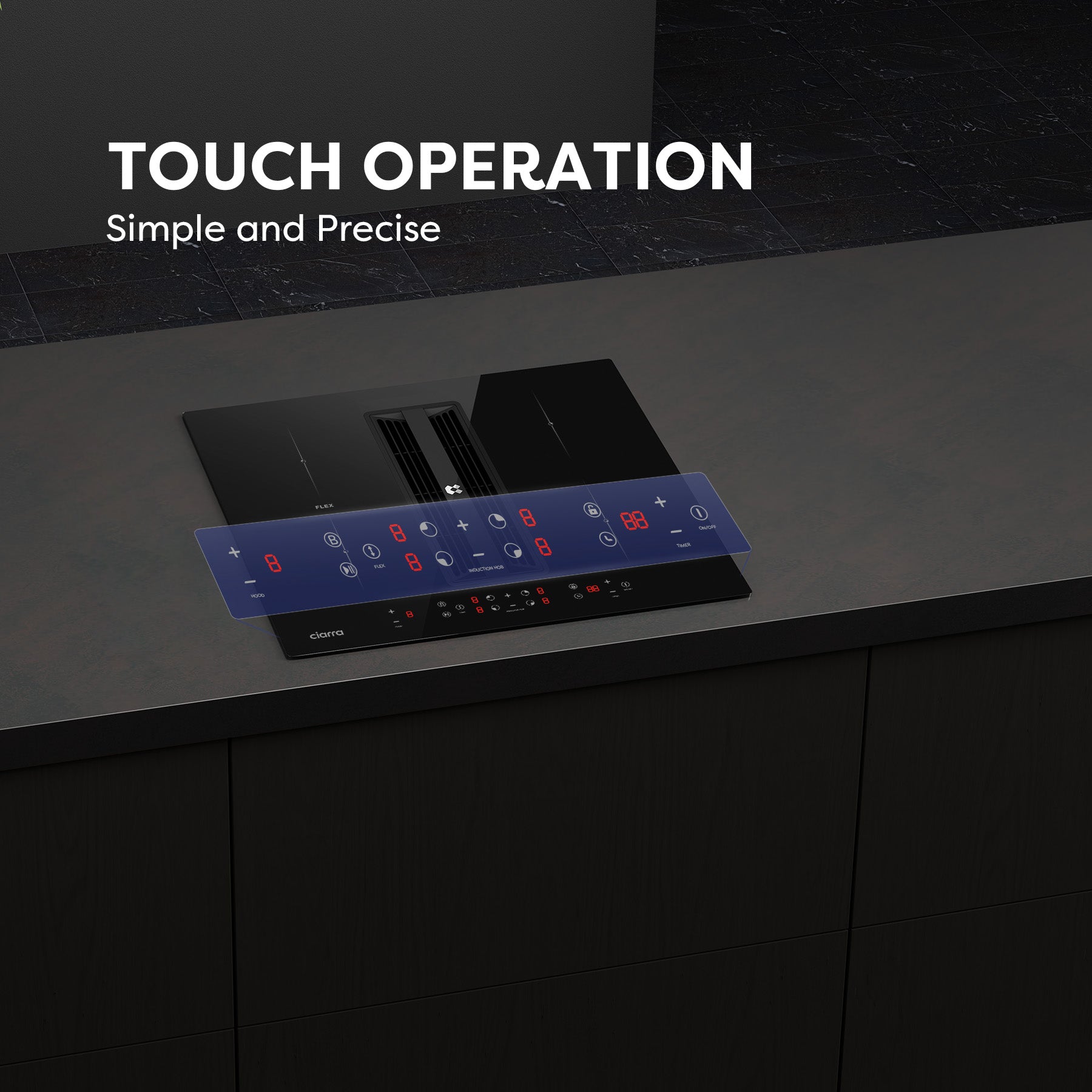 Ciarra ONE 59cm Electric Induction Hob with Integrated Plasma System CBBEH594BBF Extractor Hob