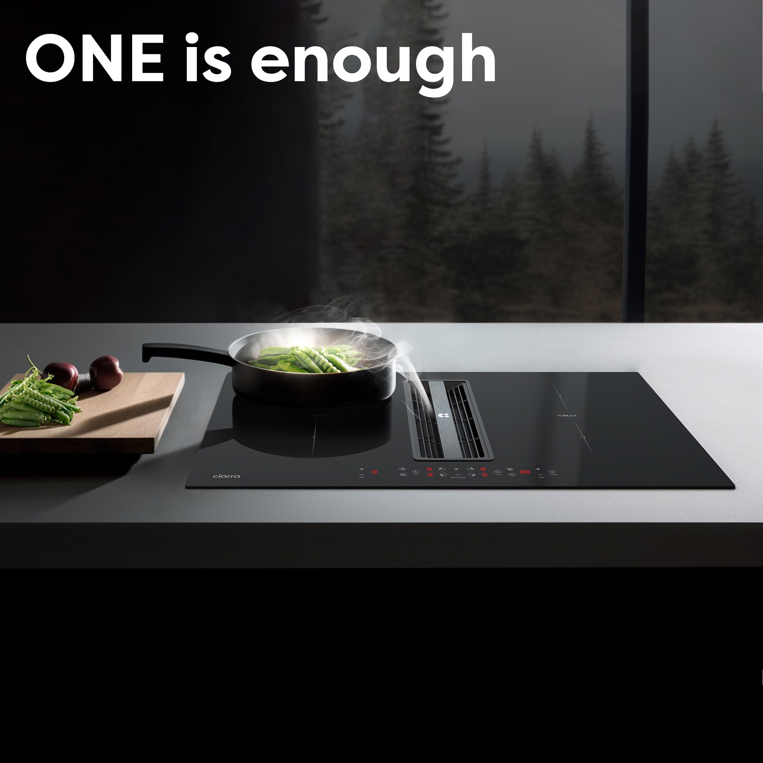 Ciarra ONE 83cm Electric Induction Hob with Integrated Plasma System CBBEH834BBFF Extractor Hob