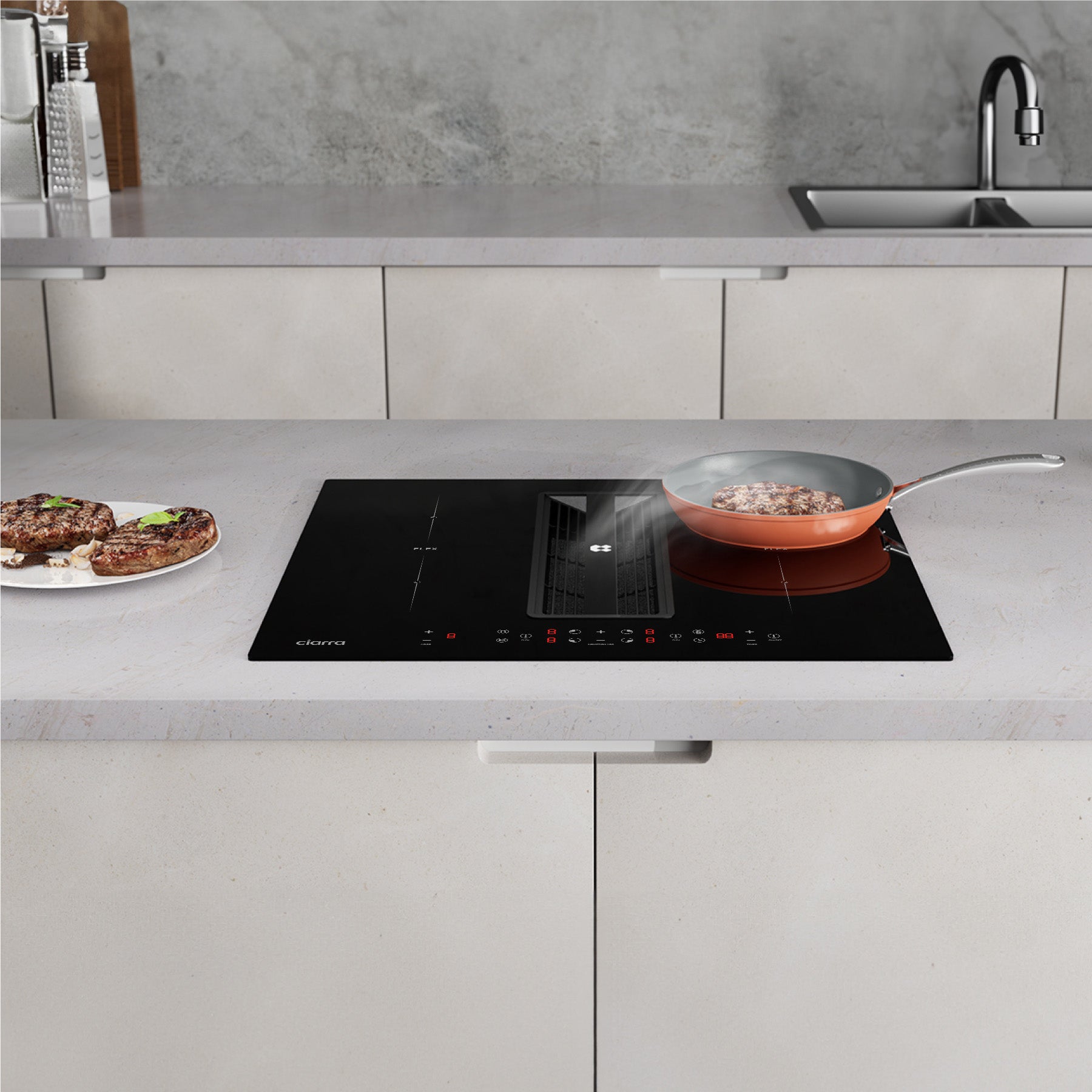 Ciarra ONE 59cm Electric Induction Hob with Integrated Plasma System CBBEH594BBFF Extractor Hob