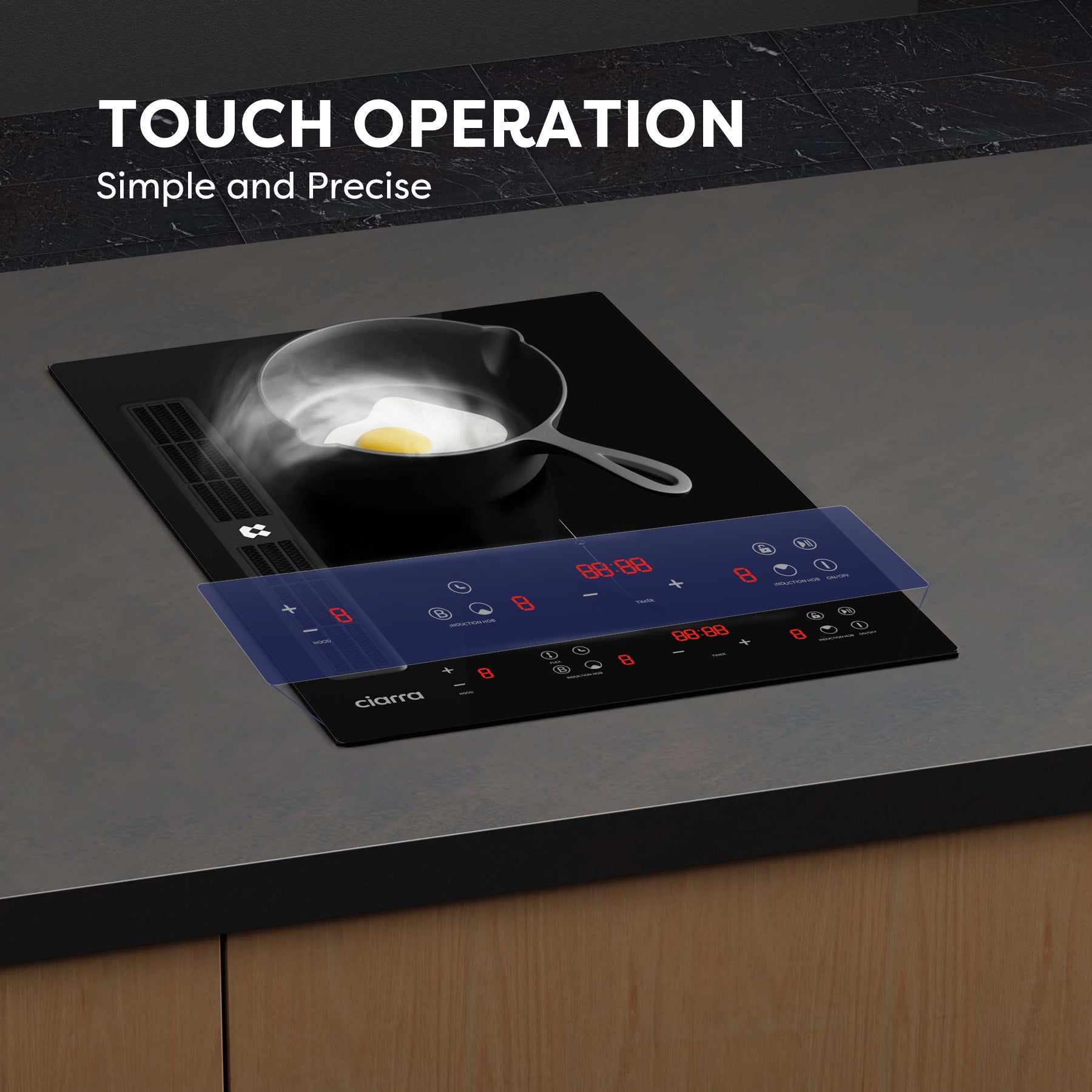 Ciarra ONE 39cm Electric Induction Hob with Integrated Plasma System CBBEH392BF Extractor Hob