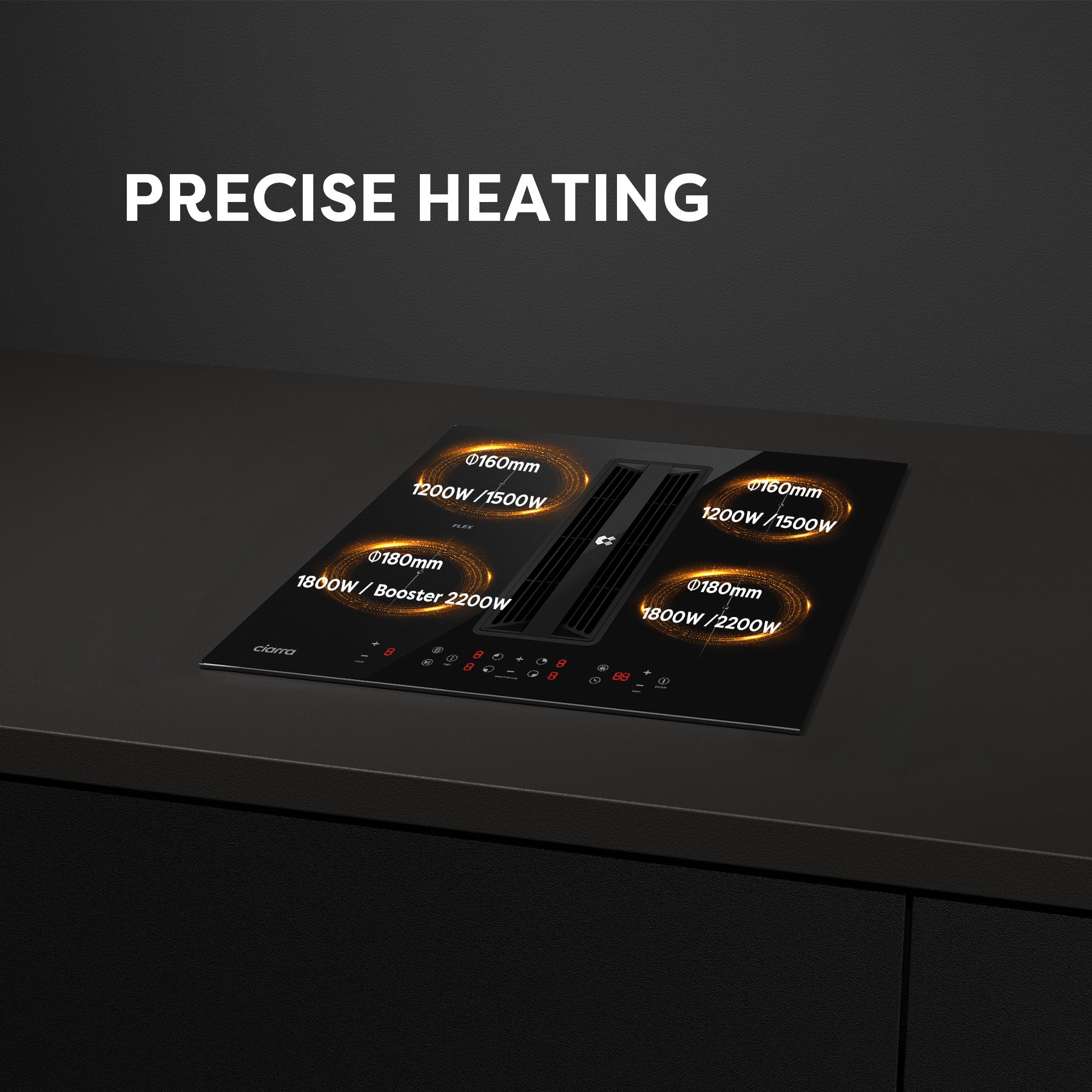 Ciarra ONE 59cm Electric Induction Hob with Integrated Plasma System CBBEH594BBF Extractor Hob