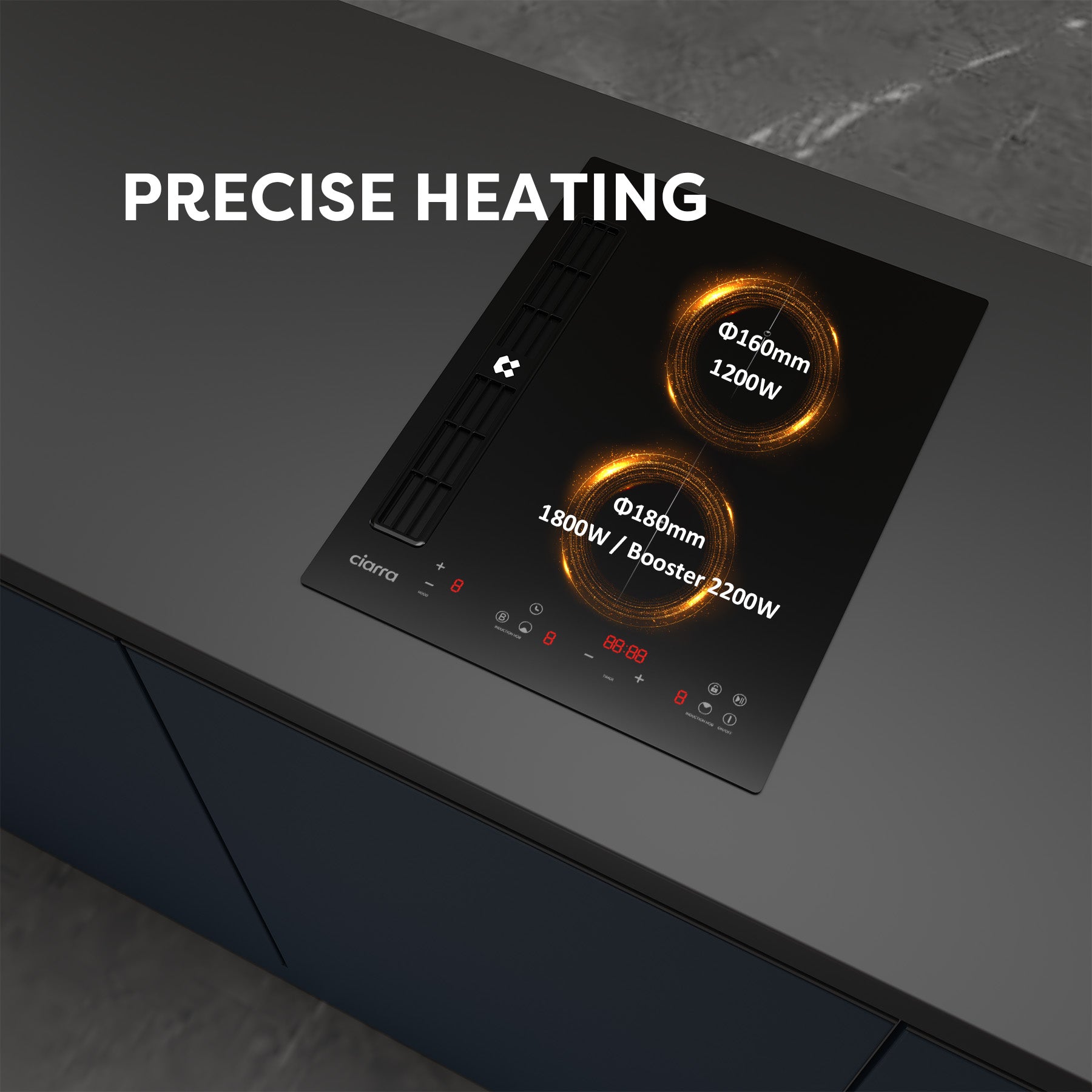 Ciarra ONE 39cm Electric Induction Hob with Integrated Plasma System CBBEH392B Extractor Hob