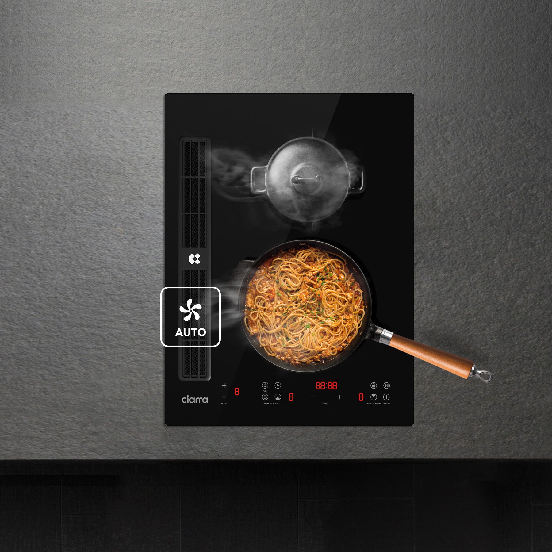 Ciarra ONE 39cm Electric Induction Hob with Integrated Plasma System CBBEH392BF Extractor Hob