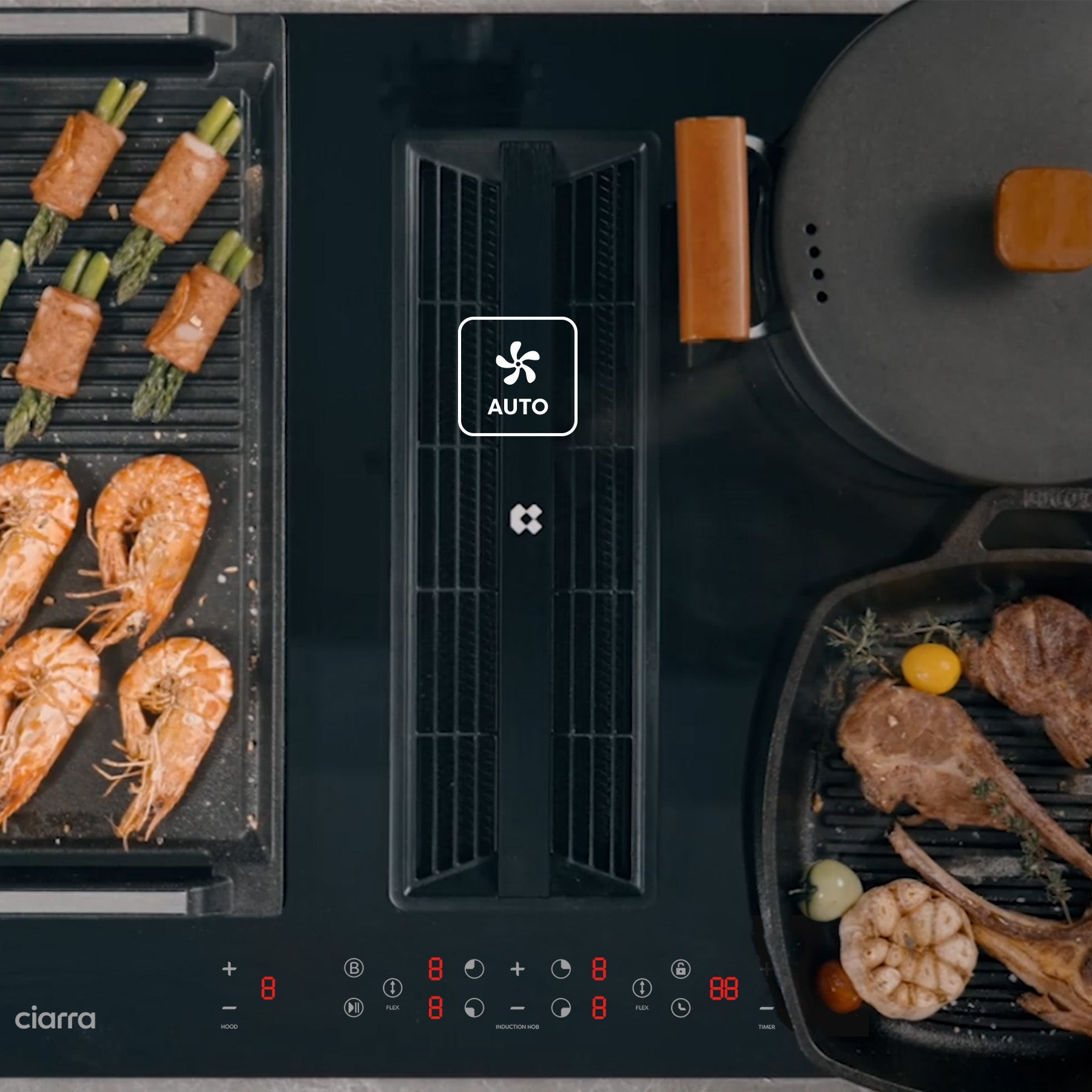 Ciarra ONE 59cm Electric Induction Hob with Integrated Plasma System CBBEH594BBFF Extractor Hob