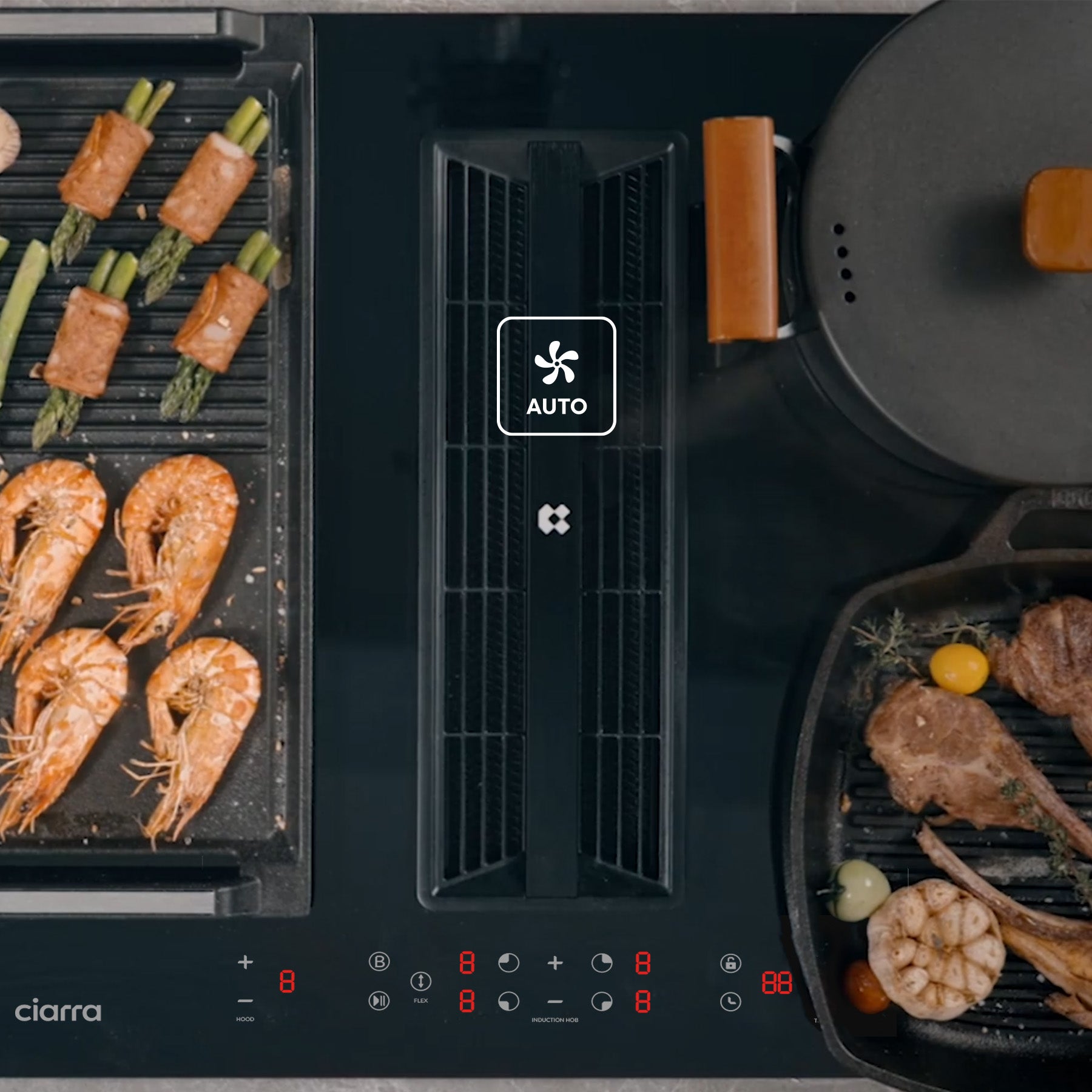 Ciarra ONE 59cm Electric Induction Hob with Integrated Plasma System CBBEH594BBF Extractor Hob