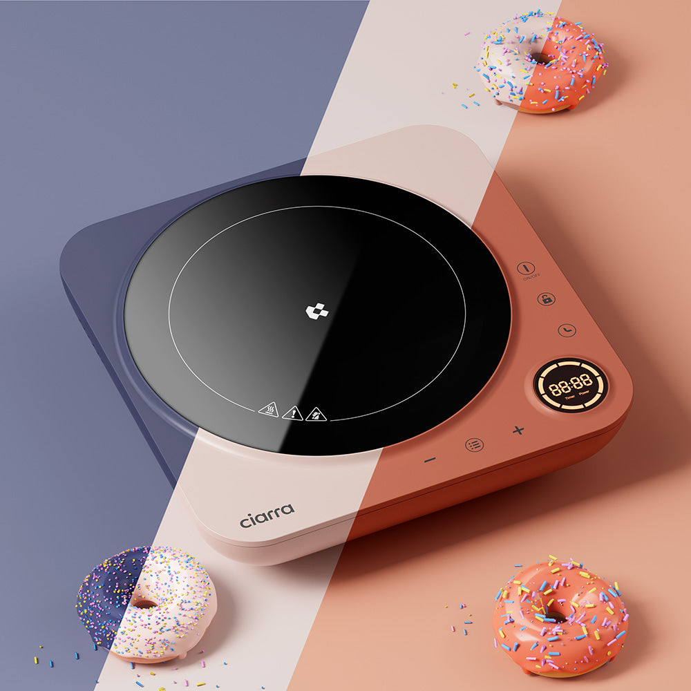 Ciarra Donut Plaque de Cuisson à Induction Portable Simple 2000W avec Minuterie 4 Heures | Midnight Dream