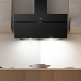 Ciarra Hotte de Cuisine en Verre Dépoli 90cm Avec Angle Anti-traces de Doigts A+++ CBCG9736H-G