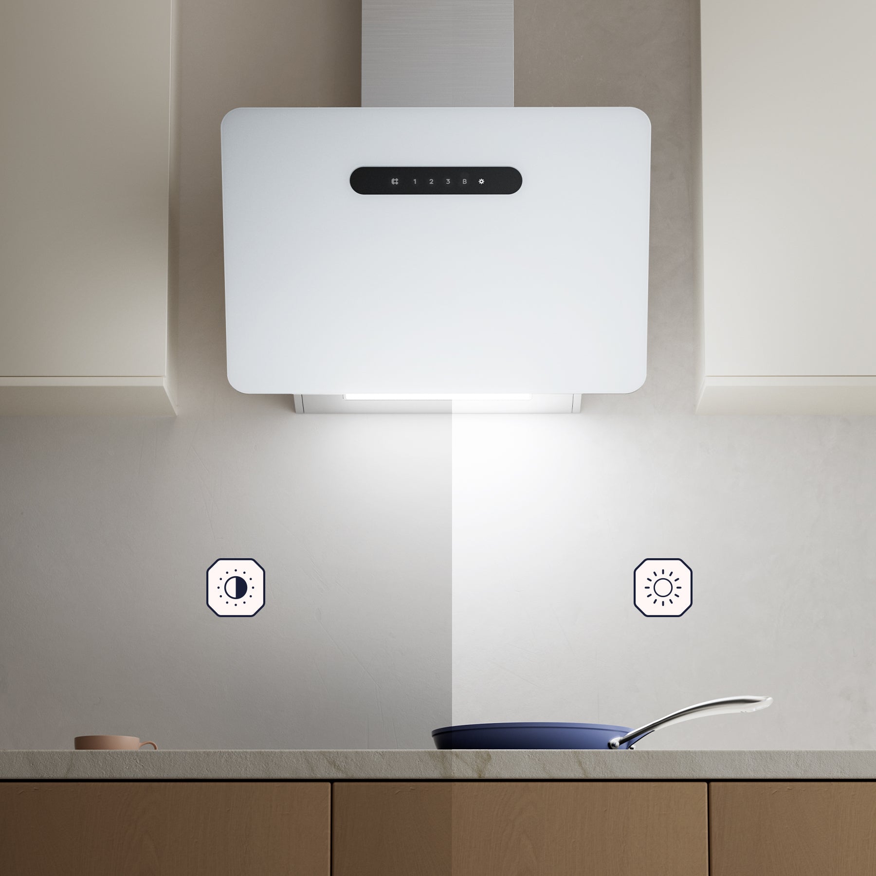 Ciarra Hotte Inclinée Contrôle WIFI+APP Classe A+++ Blanc CBCW6736K-OW