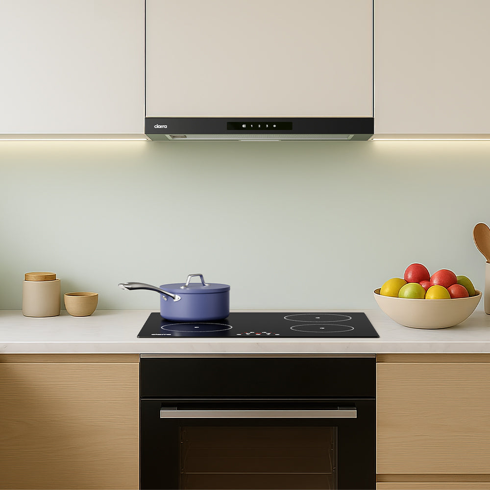 Ciarra Hotte Escamotable 60cm Hotte Tiroir Encastrable Classe A+, Tactile, LED CBCB6909A-OW