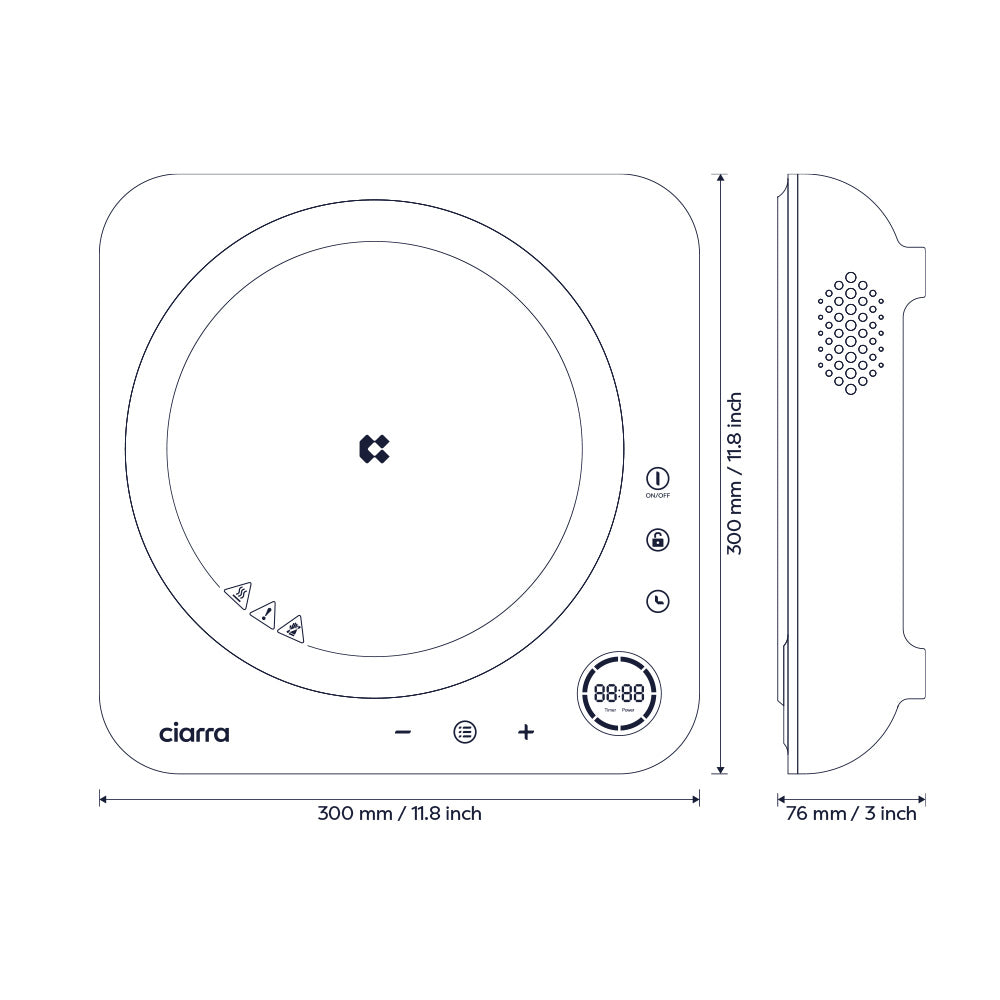 Ciarra Donut Plaque de Cuisson à Induction Portable Simple 2000W avec Minuterie 4 Heures | Midnight Dream