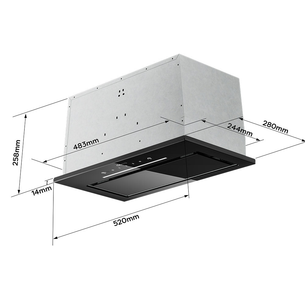 Ciarra 52cm Hotte Encastrable Contrôle par Geste & Tactile, Silencieuse CBCB5931A-OW
