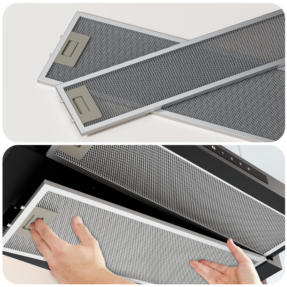 Ciarra Hotte Escamotable 60cm Hotte Tiroir Encastrable Classe A+, Tactile, LED CBCB6909A-OW