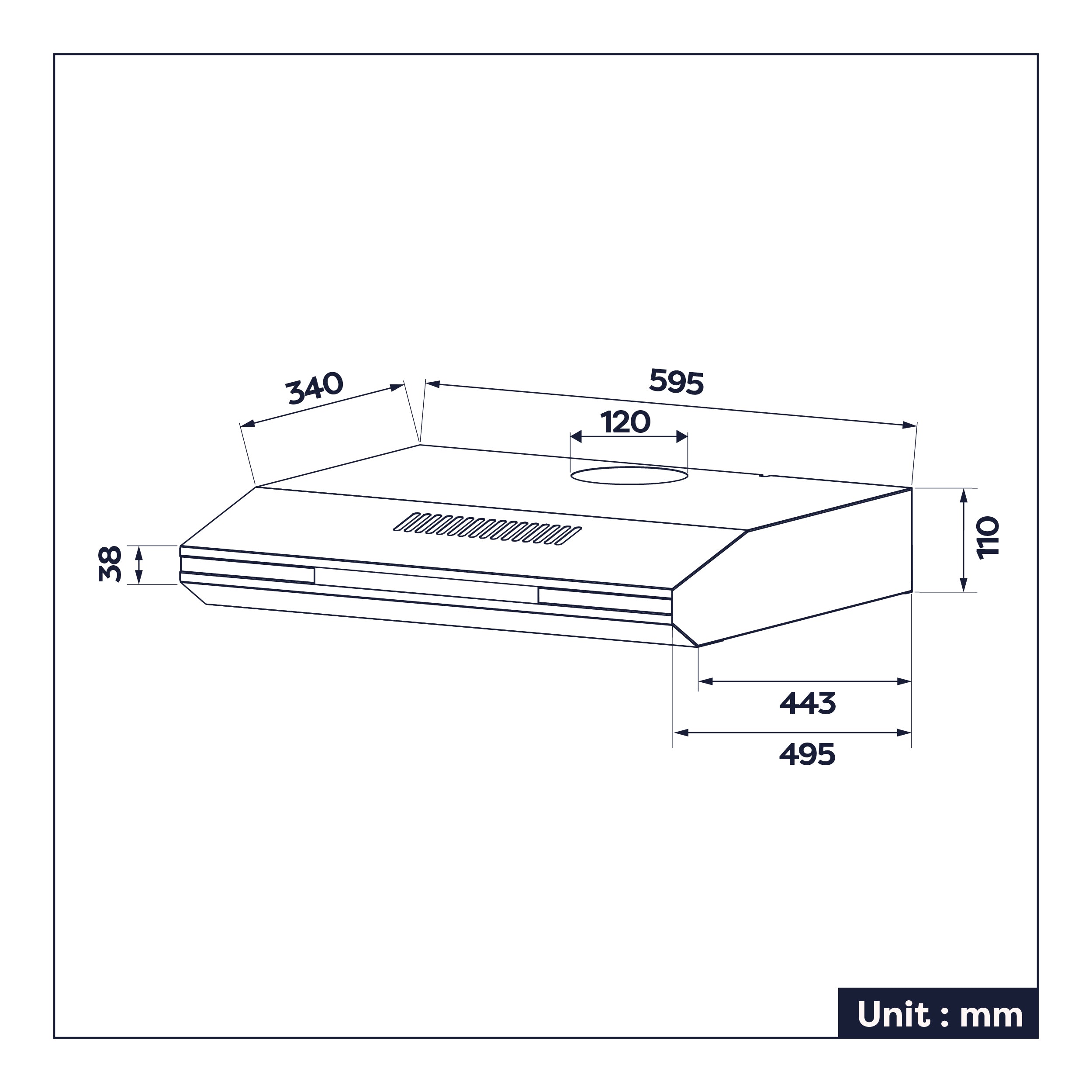 CIARRA Hotte Aspirante Sous Meuble 60cm Slim | Commande Tactile, Éclairage LED, Filtre à Charbon CBCB6921-OW