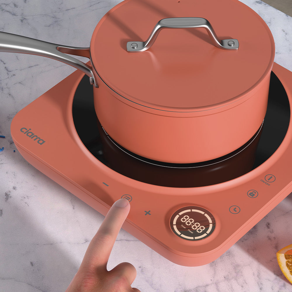 Ciarra Donut Plaque de Cuisson à Induction Portable Simple 2000W avec Minuterie 4 Heures | Orangina