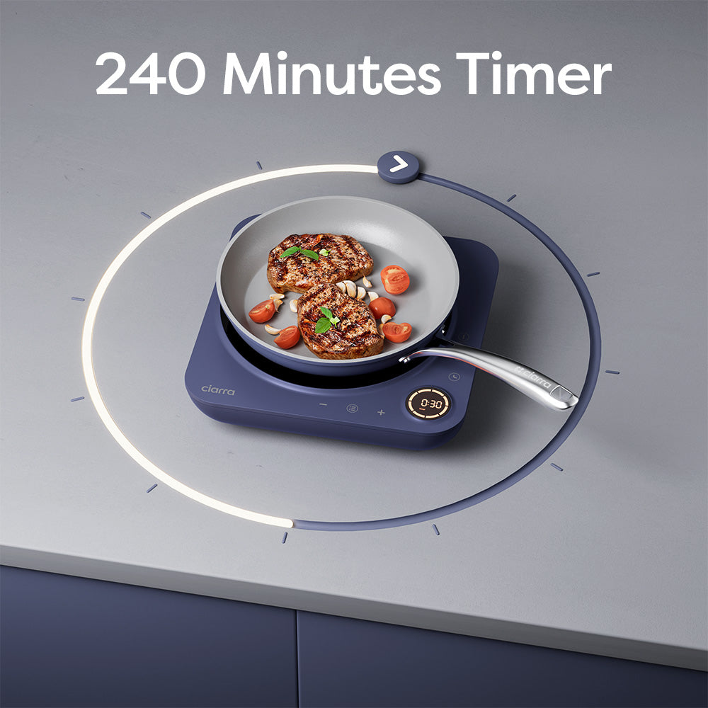 Ciarra Donut Plaque de Cuisson à Induction Portable Simple 2000W avec Minuterie 4 Heures | Midnight Dream