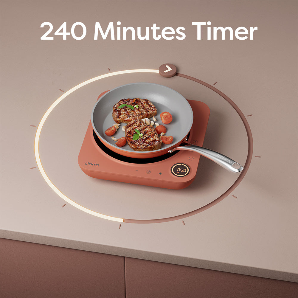 Ciarra Donut Plaque de Cuisson à Induction Portable Simple 2000W avec Minuterie 4 Heures | Orangina