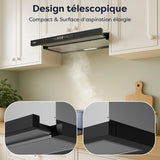 Ciarra Hotte Escamotable 60cm Hotte Tiroir Encastrable Classe A+, Tactile, LED CBCB6909A-OW