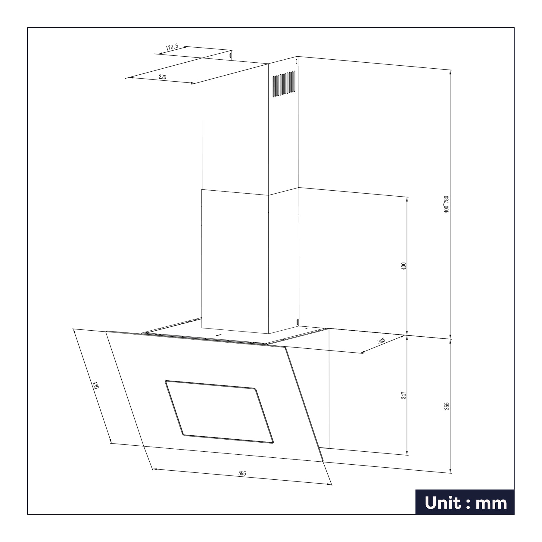 Ciarra Hotte aspirante coudée 60cm WIFI et commande tactile CBCS6736L