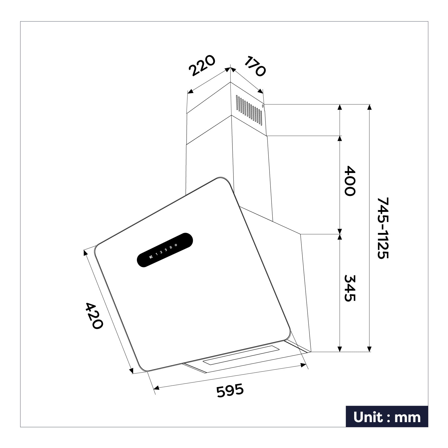 Ciarra Hotte Inclinée Contrôle WIFI+APP Classe A+++ Blanc CBCW6736K-OW