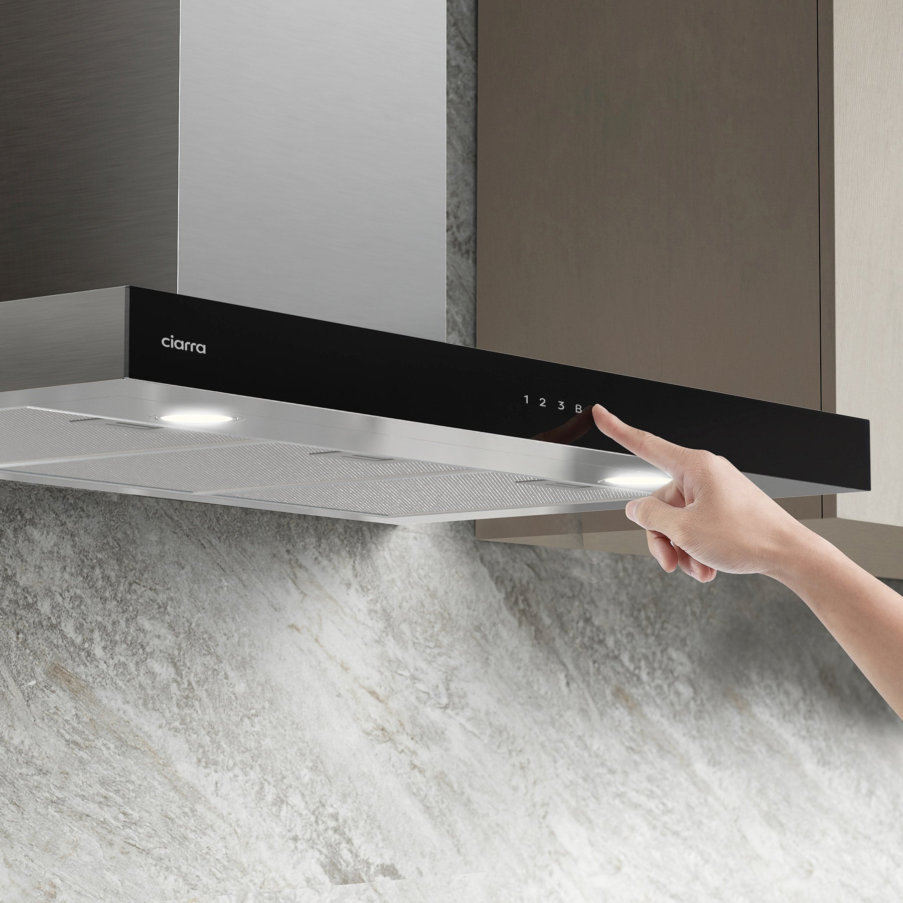 Ciarra Campana extractora de pared de 90cm con control táctil CBCS9102-OW