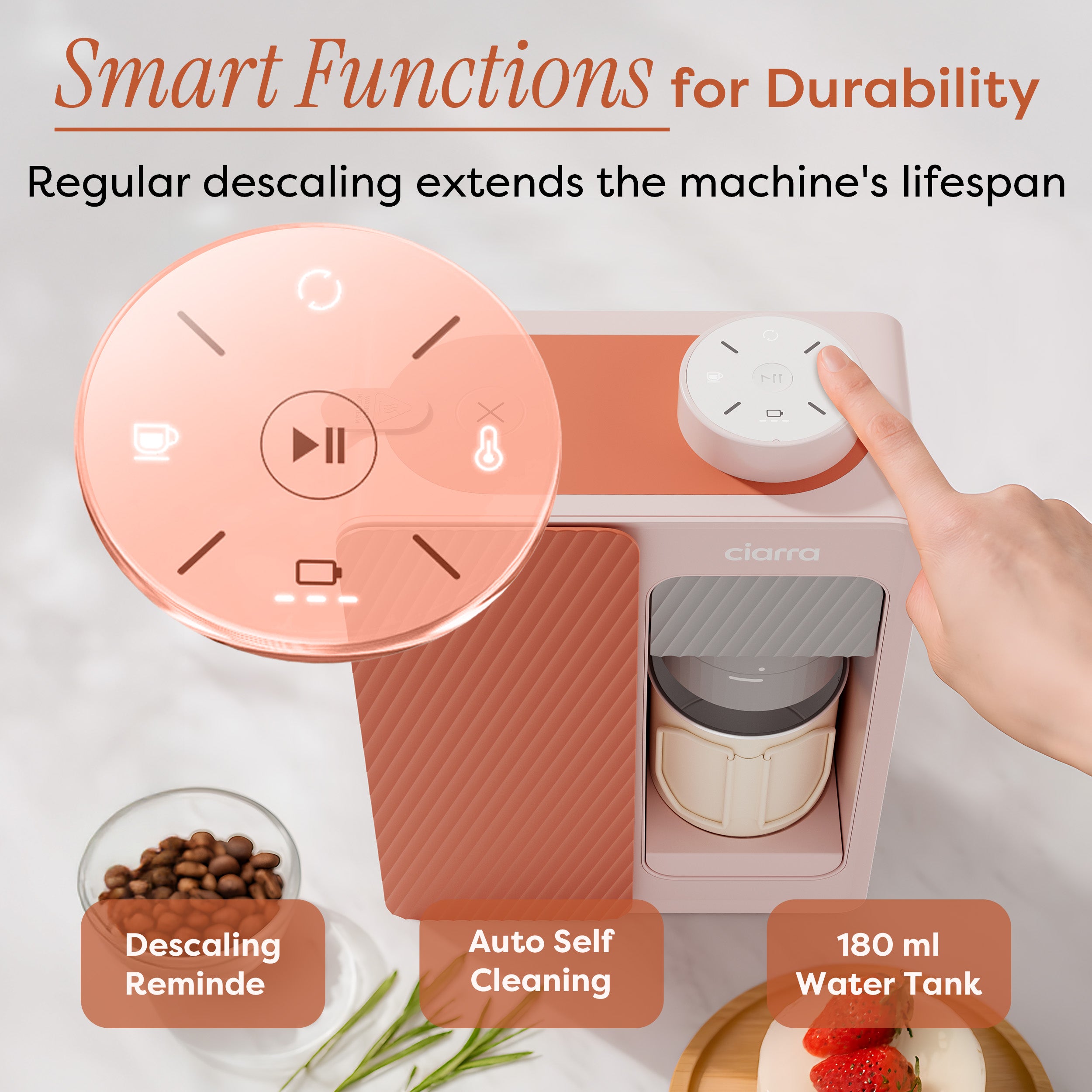 Ciarra BloomBox Cafetiere Expresso Machine à Expresso Portable 15 Bar, Écologique Sans Capsule, Maison & Extérieur