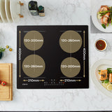 CIARRA Plaque à Induction 7200W 2 Flex Zones Function Boosters CBBIH4BFF-OW