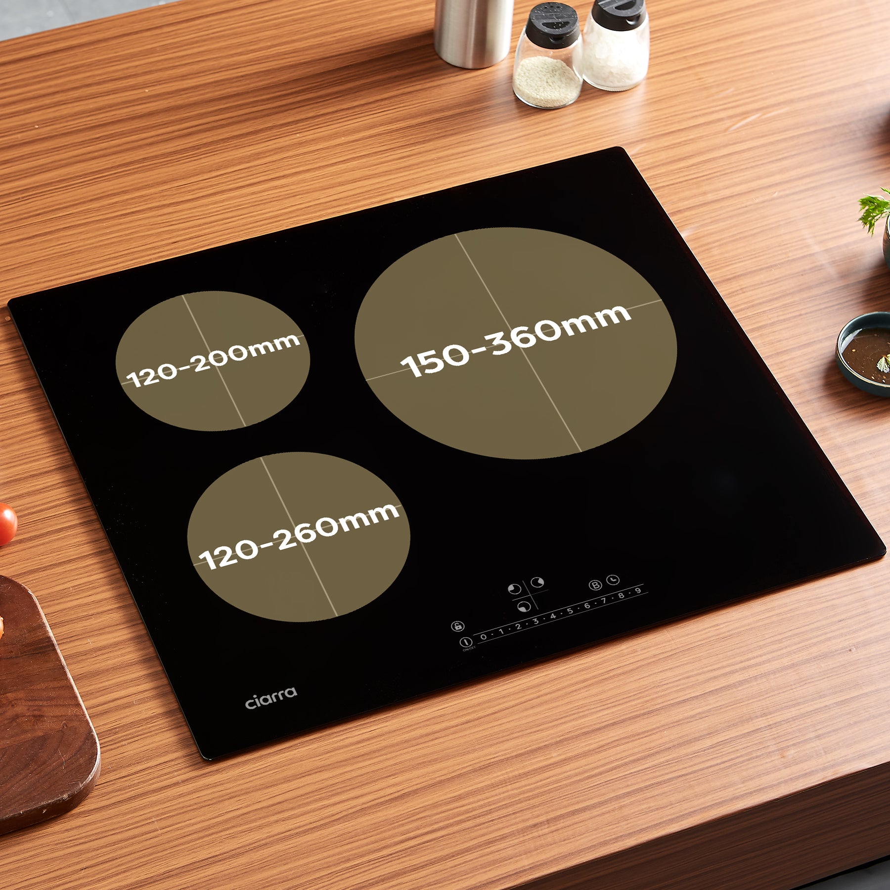 CIARRA 6200W Plaque à Induction Encastrable 3 Foyers Fonction Booster CBBIH3B-OW