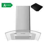 Ciarra A+++ Hotte Murale 60cm 650m³/h Verre Inox CBCS6506B-OW