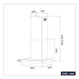 Ciarra Dynamic Campana extractora de pared con control táctil y Wifi 60cm CBCW6102-OW