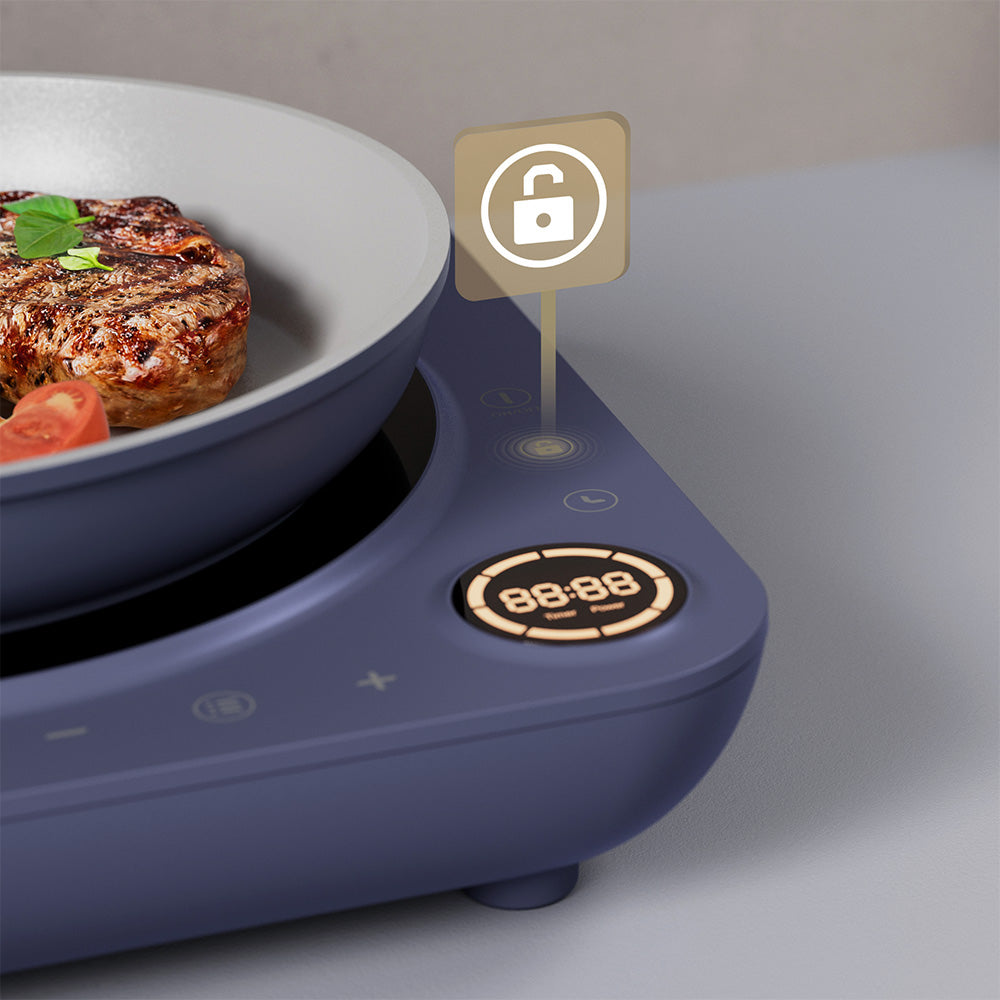 Ciarra Donut Plaque de Cuisson à Induction Portable Simple 2000W avec Minuterie 4 Heures | Midnight Dream