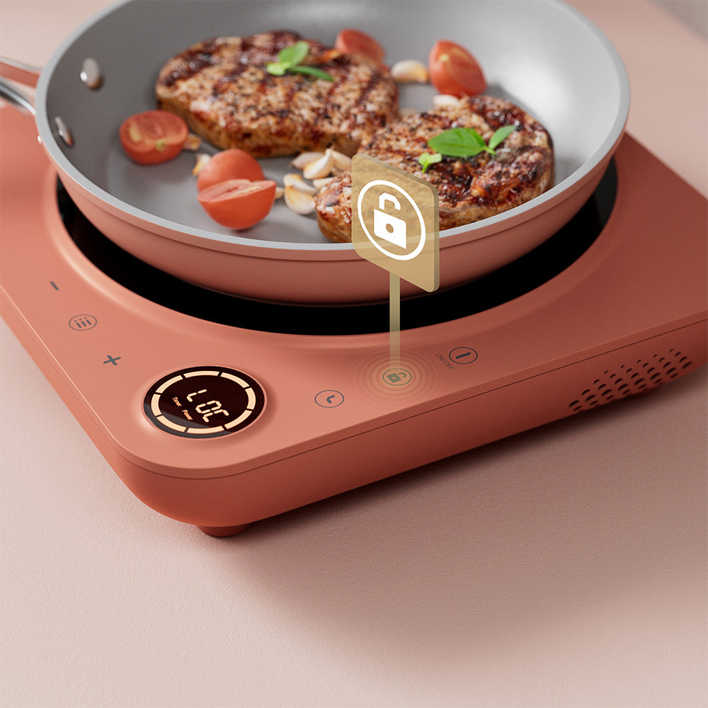 Ciarra Donut Plaque de Cuisson à Induction Portable Simple 2000W avec Minuterie 4 Heures | Orangina