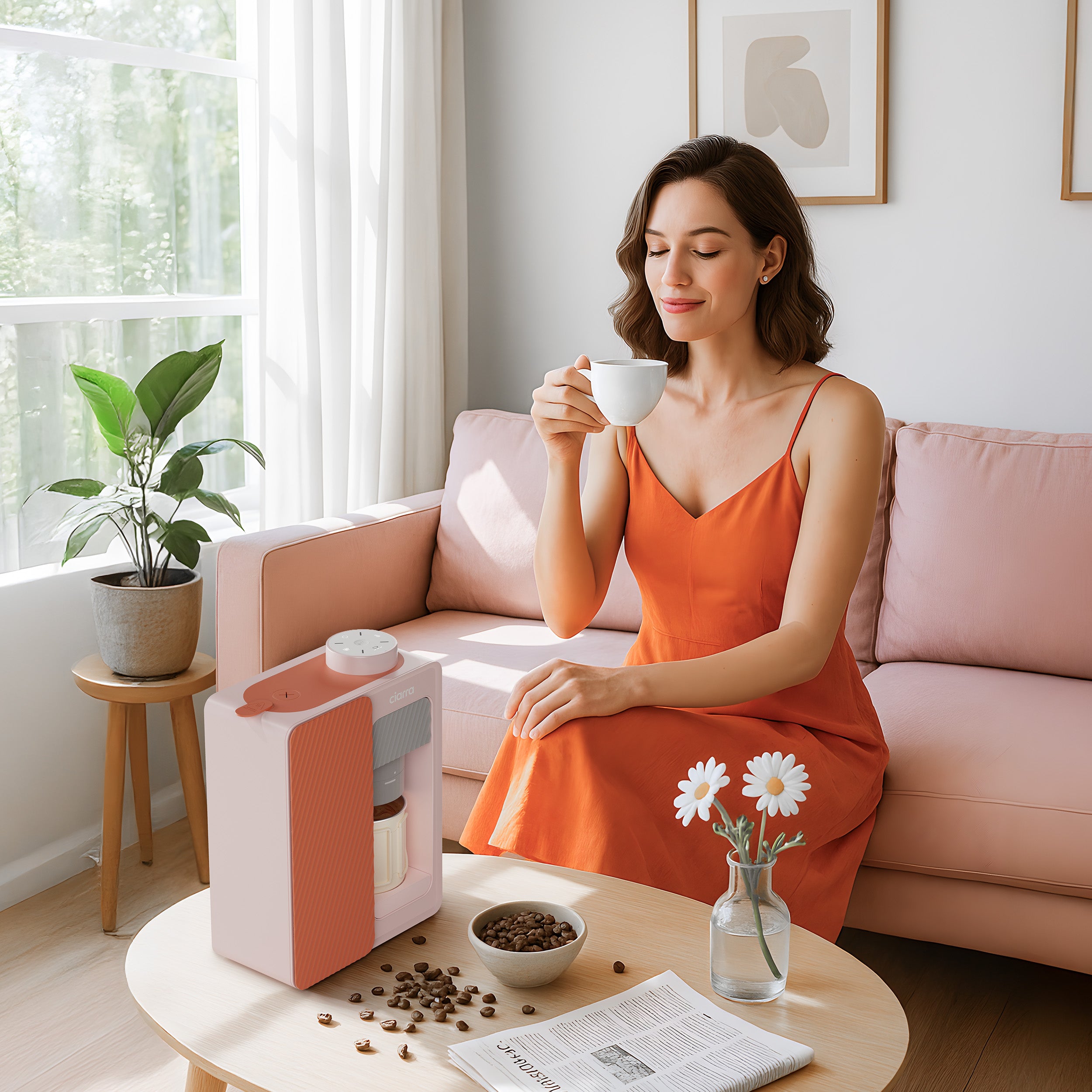 Ciarra BloomBox Cafetiere Expresso Machine à Expresso Portable 15 Bar, Écologique Sans Capsule, Maison & Extérieur