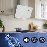 Ciarra Hotte Aspirante Blanche Hotte Murale Inclinée Decorative 60cm avec Commandes Tactiles et Éclairage LED CBCS6765B-OW