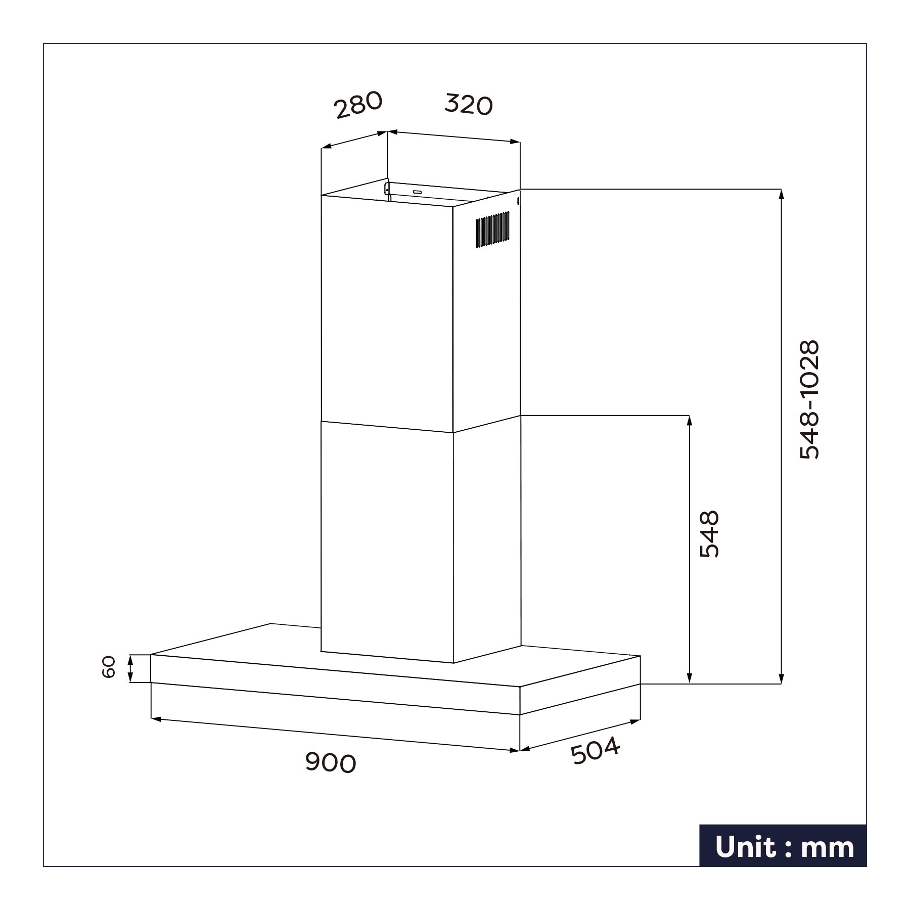 Ciarra Campana extractora de pared de 90cm con control táctil CBCS9102-OW