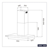 Ciarra Campana extractora de pared de 90cm con control táctil CBCS9102-OW