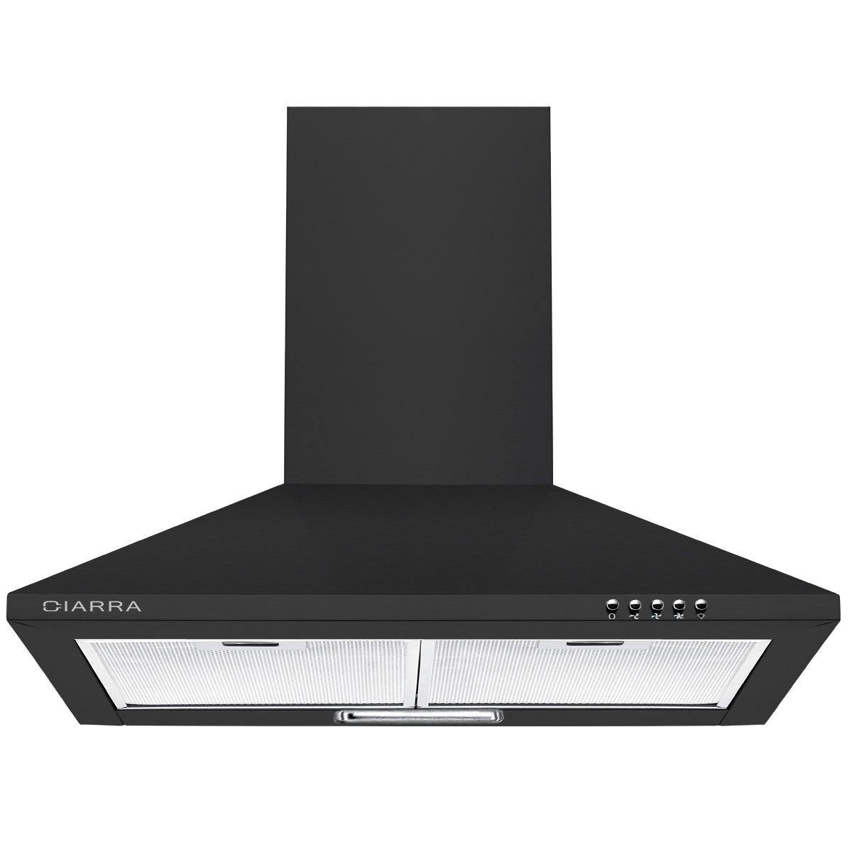 CIARRA Hotte 60cm 370m³/h 3 Vitesses Surface Mate Noir CBCB6201-OW
