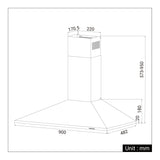 CIARRA Hotte Silencieux 90cm avec 3 Filtres à Graisse Inox CBCS9201-OW