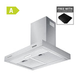 CIARRA Hotte Aspirante 370m³/h Classe A Recyclage ou Evacuation Inox CBCS6125-OW