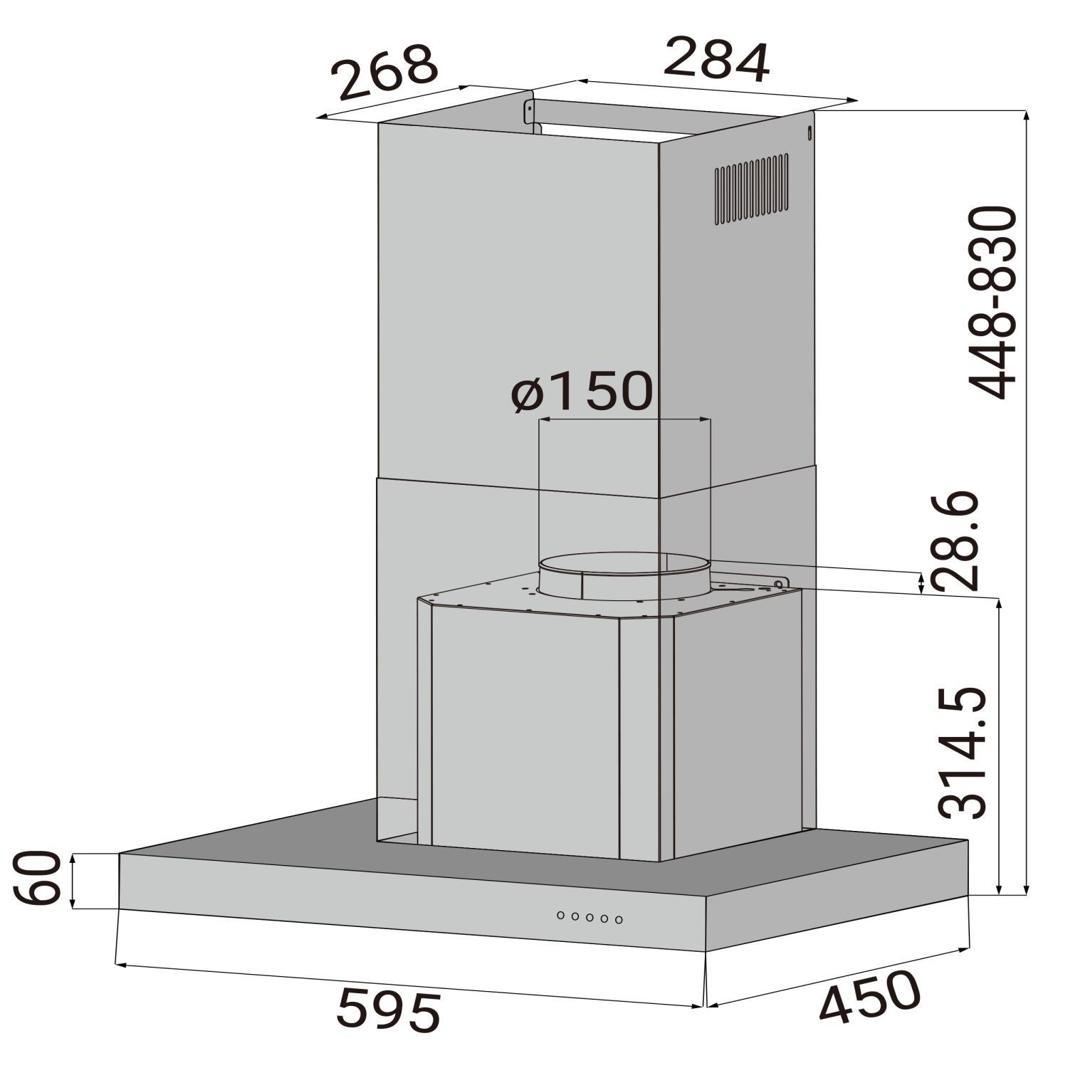 CIARRA Hotte Aspirante 370m³/h Classe A Recyclage ou Evacuation Inox CBCS6125-OW