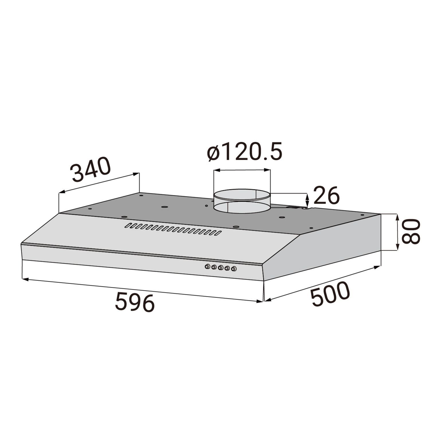 CIARRA Hotte Intégrée 60cm avec LED Eclairage Inox CBCS6903-OW