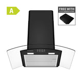 CIARRA Hotte Silencieuse 60cm 370m³/h Eclairage LED Noir CBCB6506C-OW