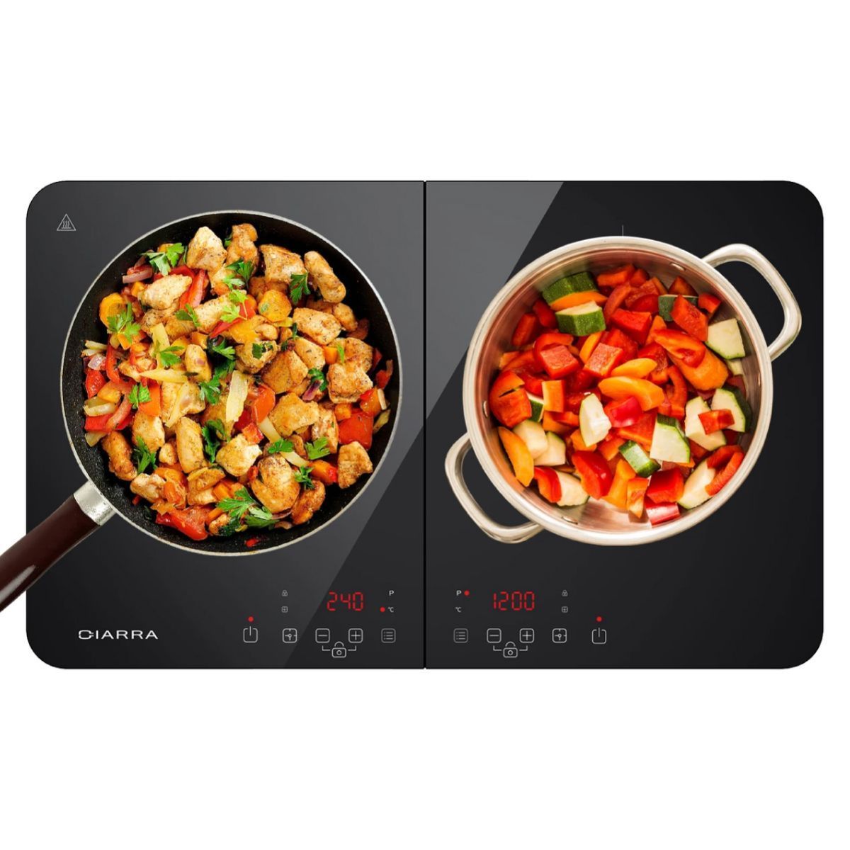 CIARRA Table de Cuisson Portable 2 Foyers 3500W CBTIH2-OW