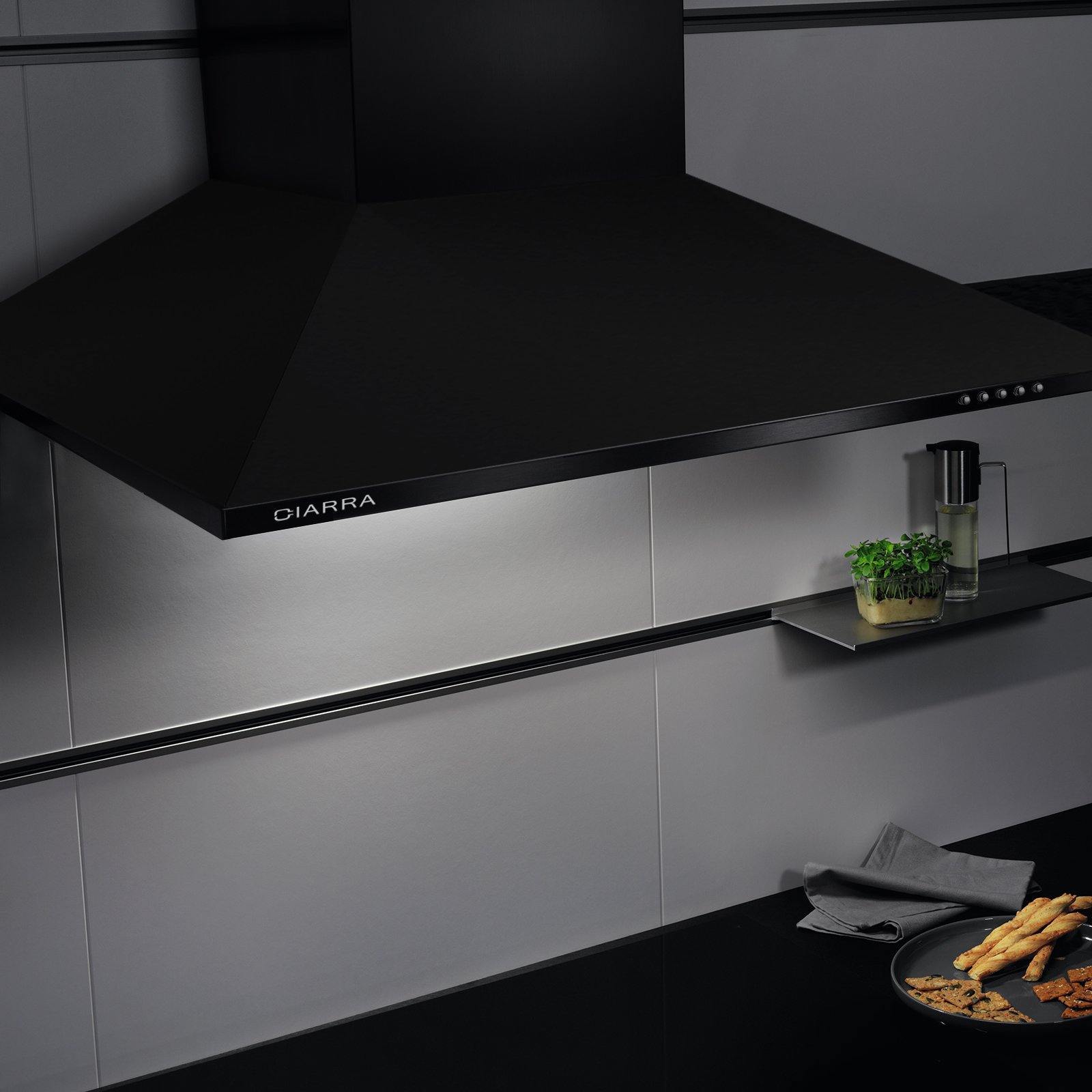 CIARRA Hotte 60cm 370m³/h 3 Vitesses Surface Mate Noir CBCB6201-OW