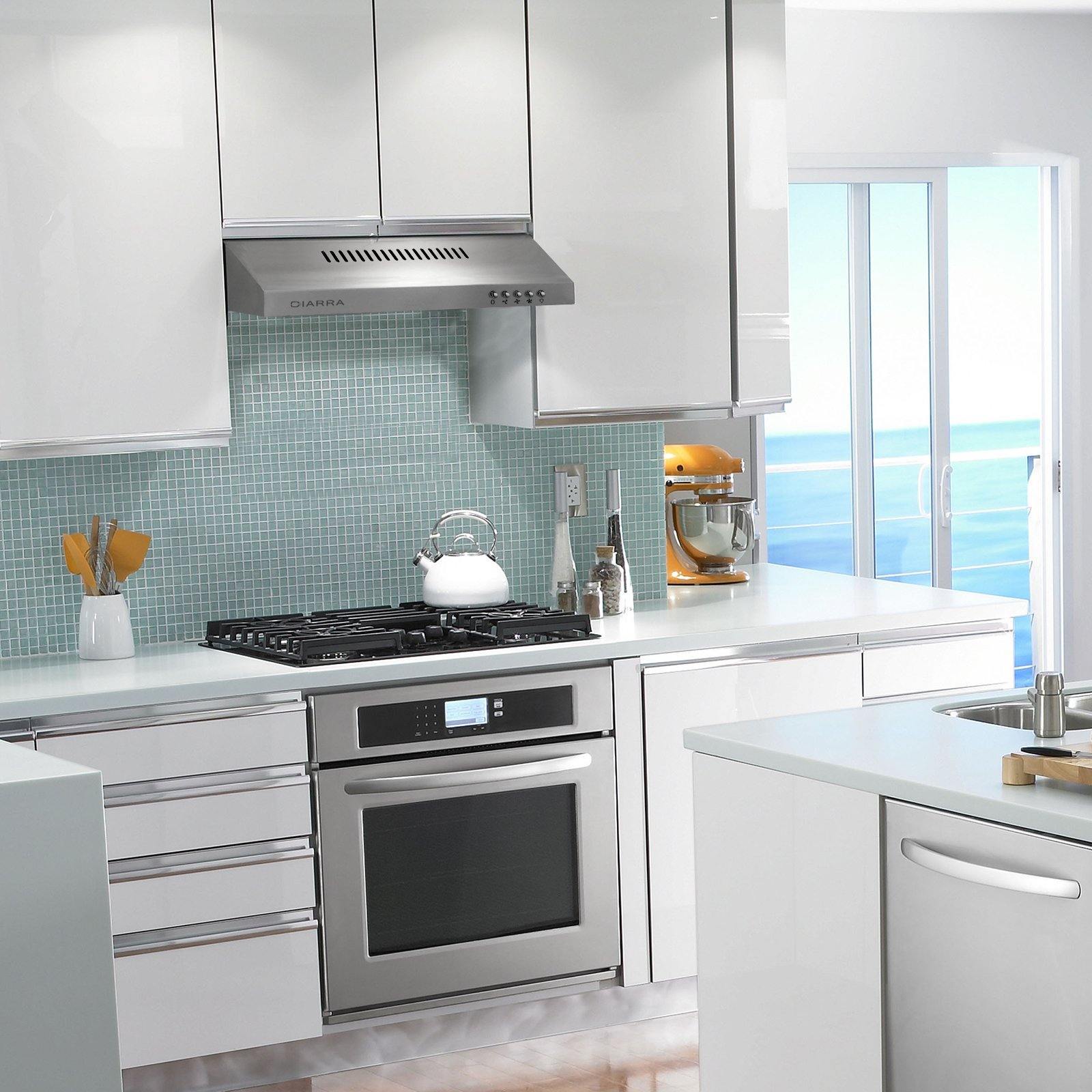 CIARRA Hotte Intégrée 60cm avec LED Eclairage Inox CBCS6903-OW