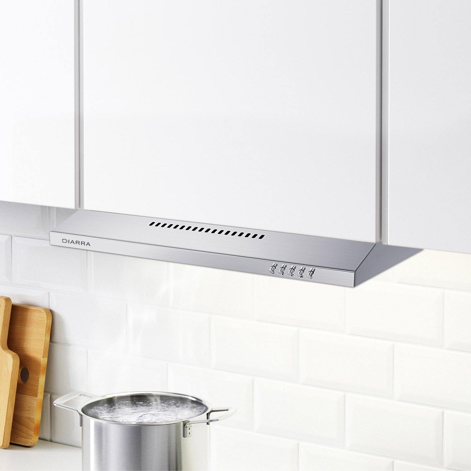 CIARRA Hotte Intégrée 60cm avec LED Eclairage Inox CBCS6903-OW