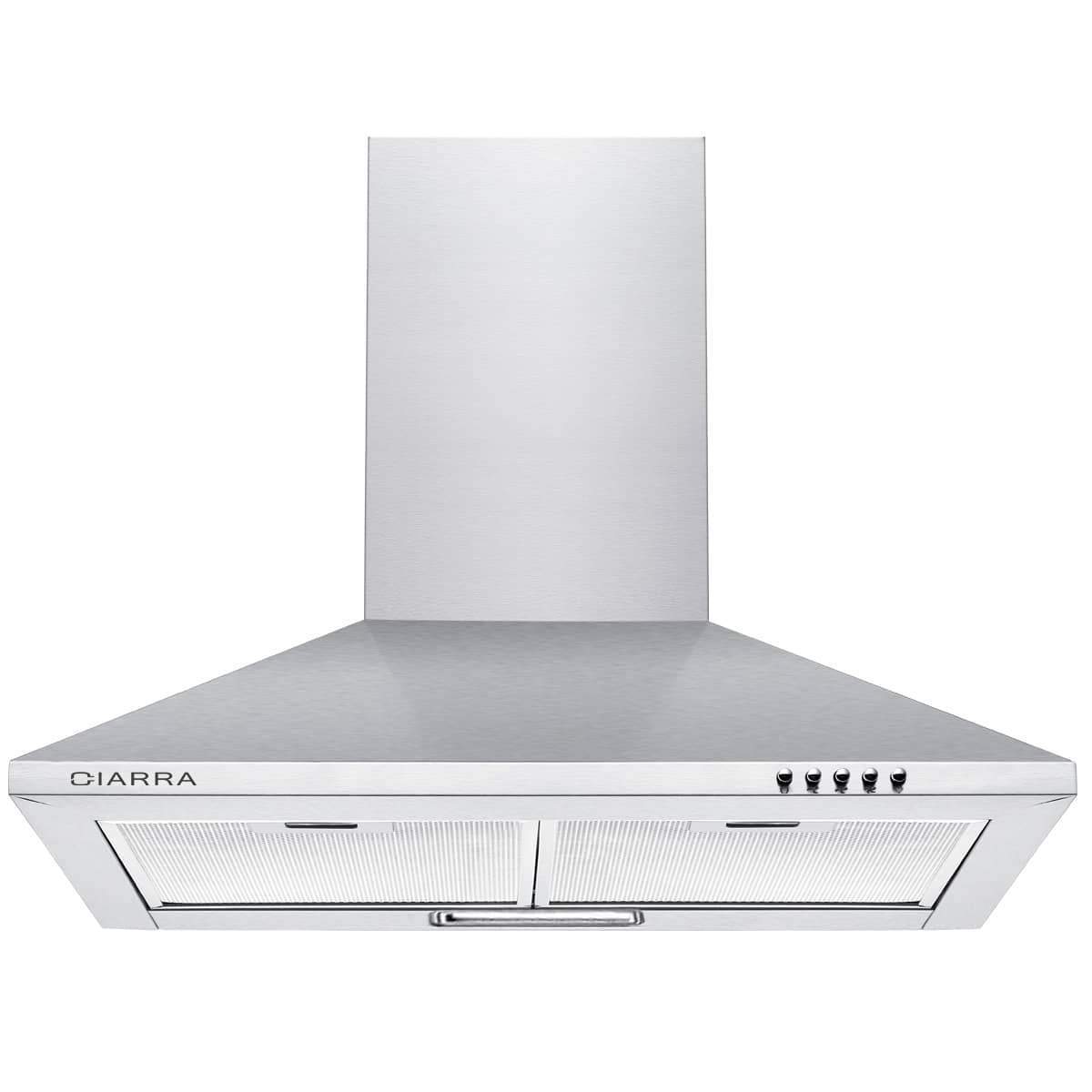 CIARRA Hotte Murale 60cm 370m³/h Recyclage ou Evacuation Classe A CBCS6201-OW