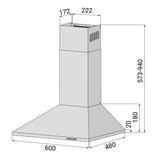 CIARRA Hotte Murale 60cm 370m³/h Recyclage ou Evacuation Classe A CBCS6201-OW