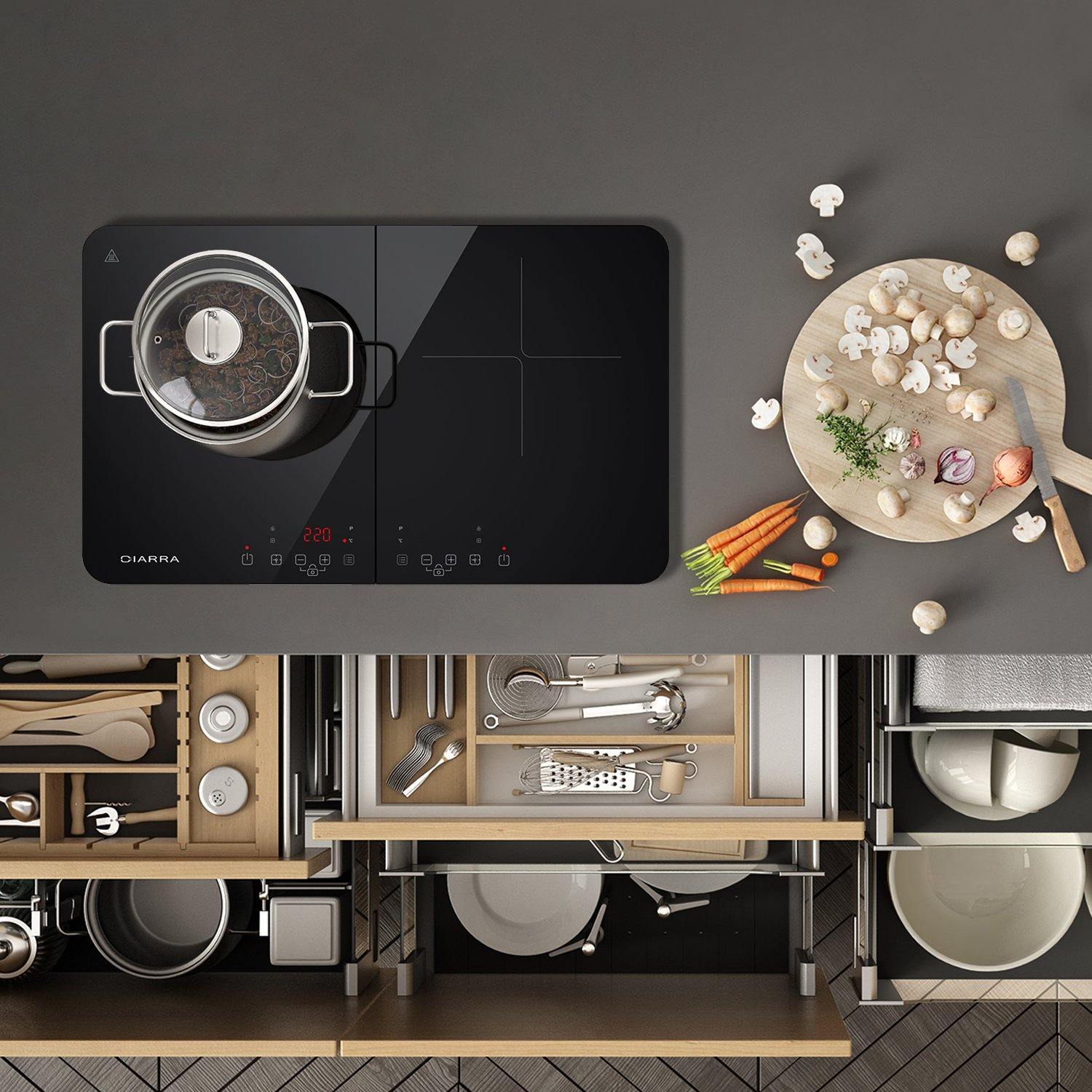 CIARRA Table de Cuisson Portable 2 Foyers 3500W CBTIH2-OW
